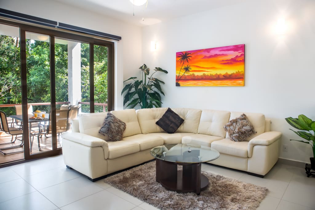Spacious living room and balcony