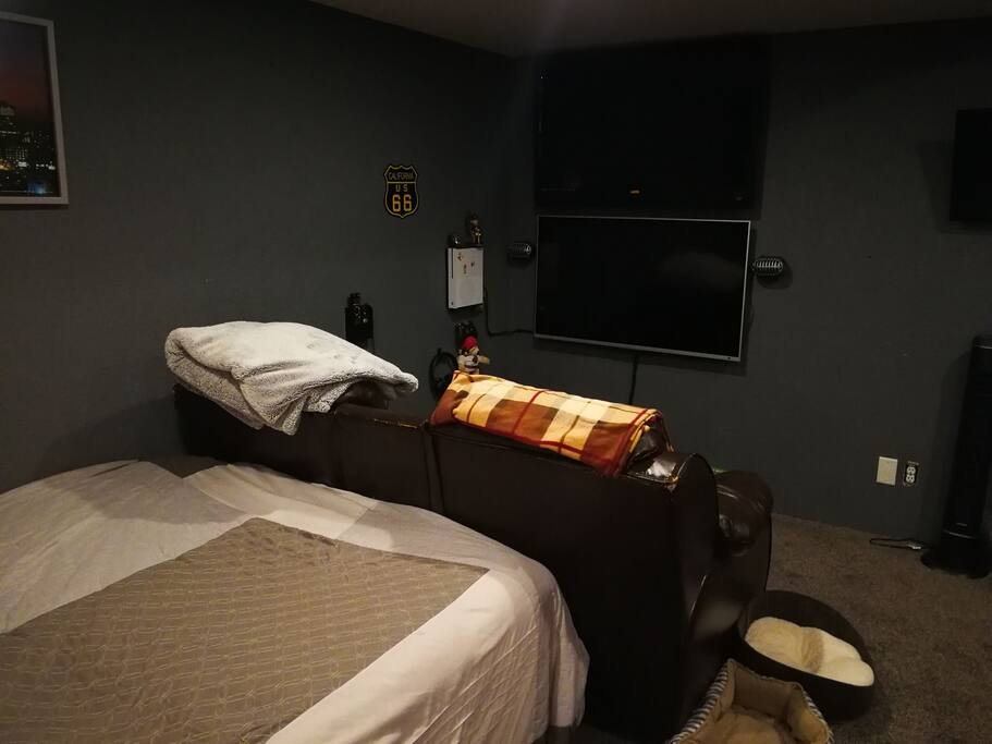 TV setup from bed view
