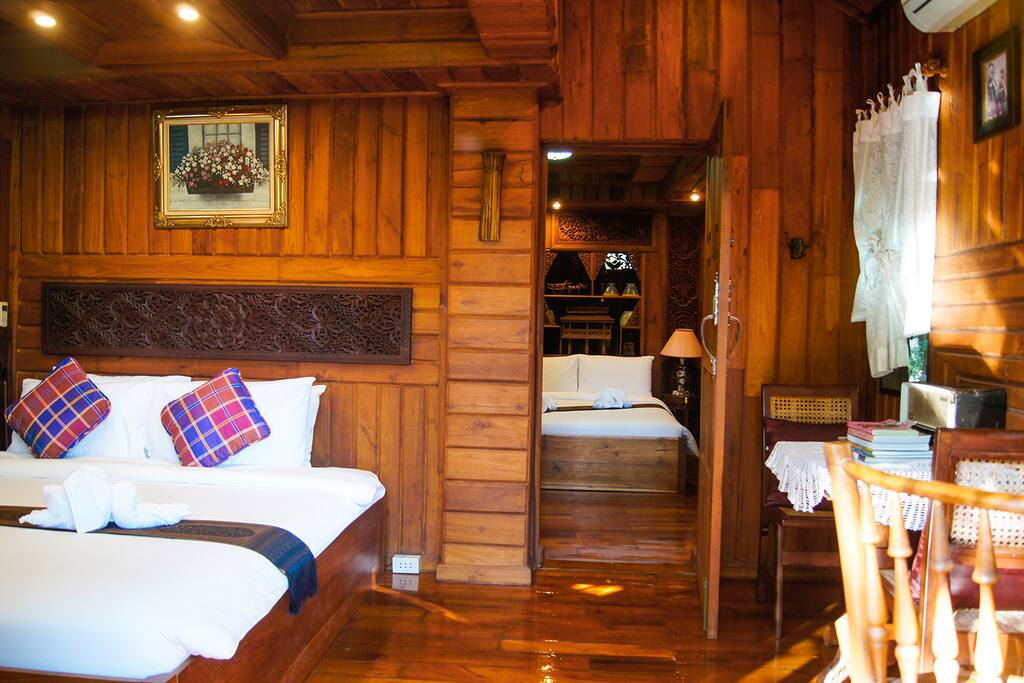 Teak Wood planked wall & floor
