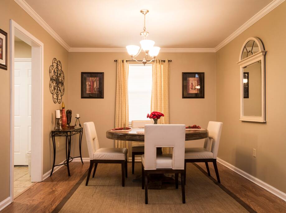 Separate dining room seats 4 for comfortable meals.