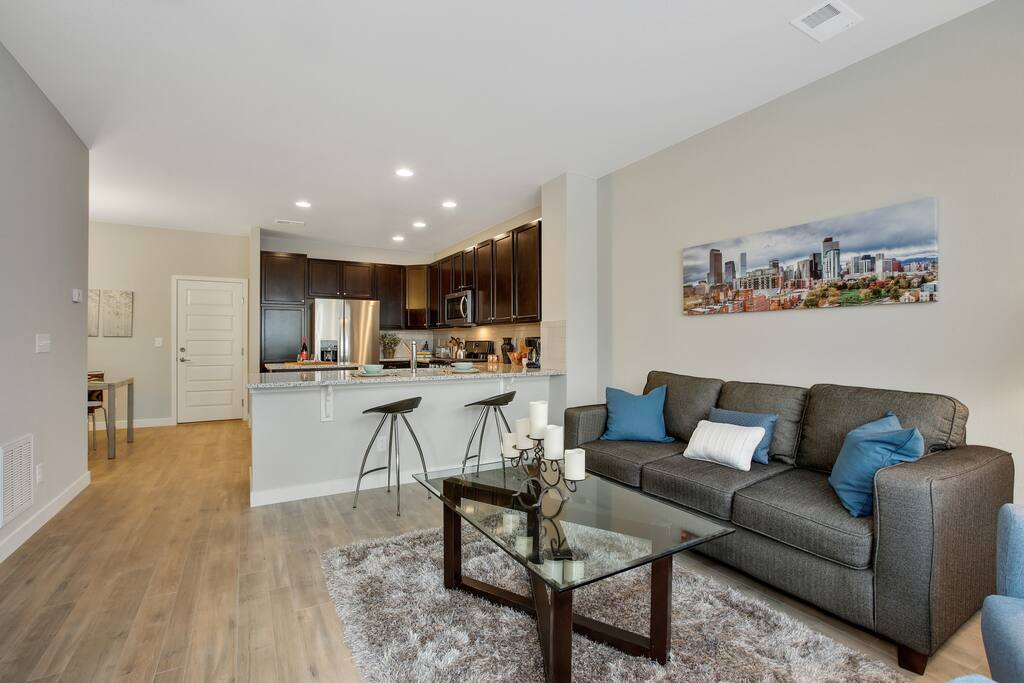 Open floor plan with Living room and kitchen.