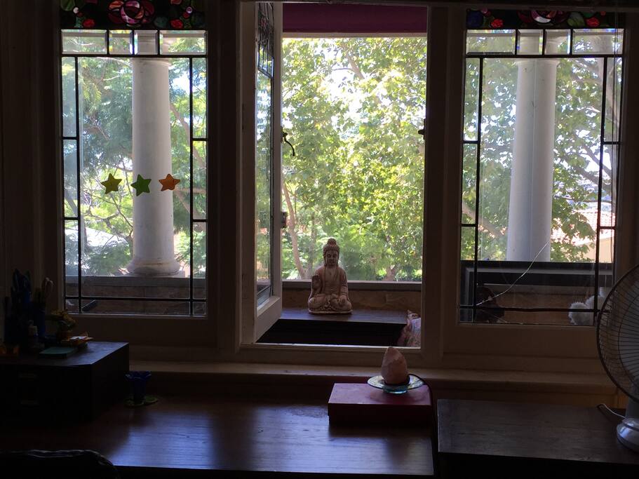 Beautiful leafy outlook while you work.