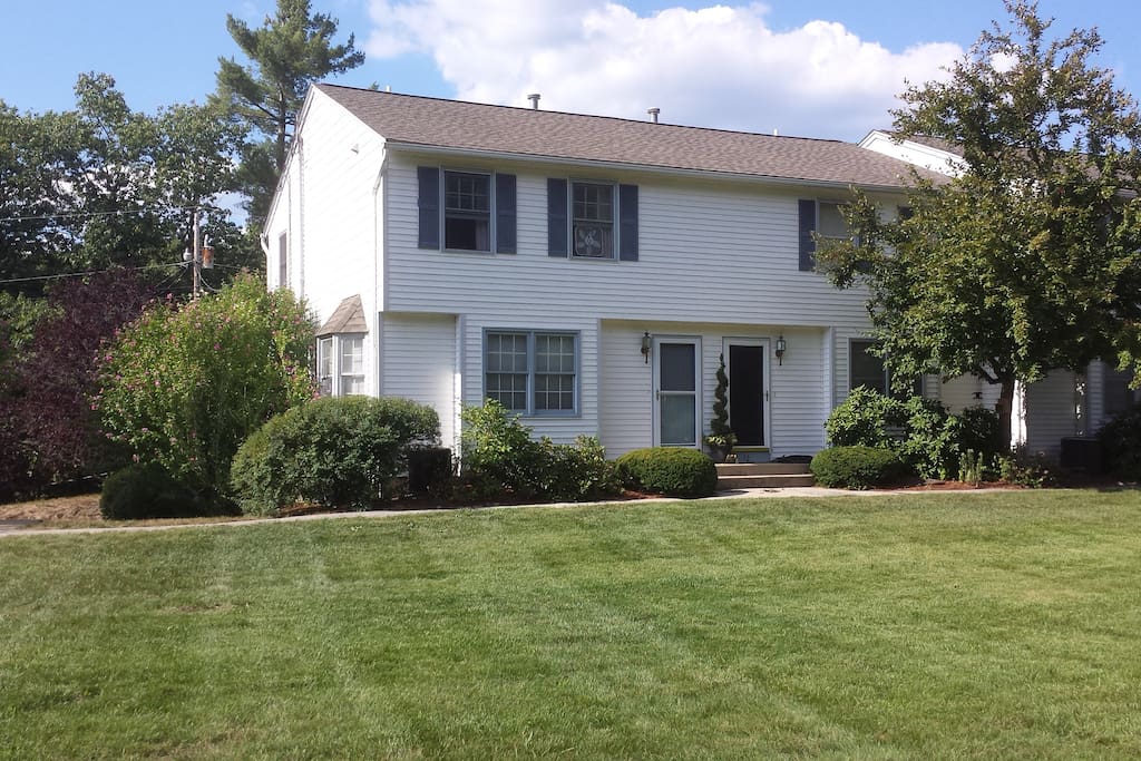 An expansive, grassy backyard with attractive landscaping.