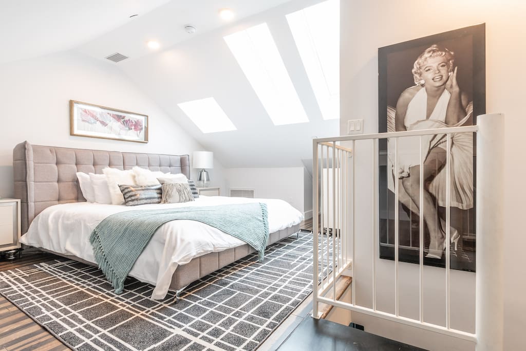 Private master bedroom with California King and amazing overhead sunlight exposure