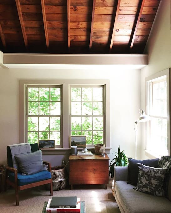 vaulted ceiling in the living room.