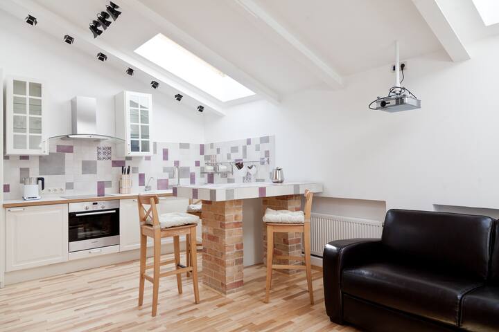 Loft with a Fireplace: Central Area