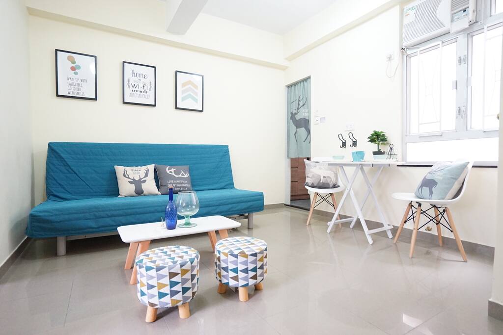 My Lovely home with a cozy living room with big sofa bed