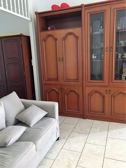The living room with a sleeping couch for 2 persons