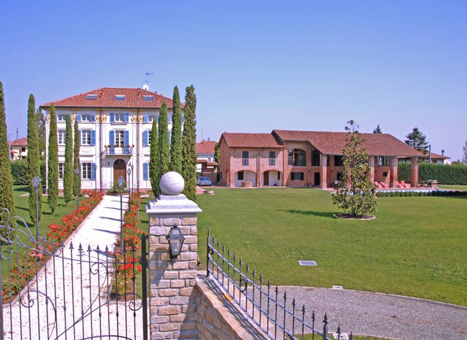 Front entrance for the villa and the stables