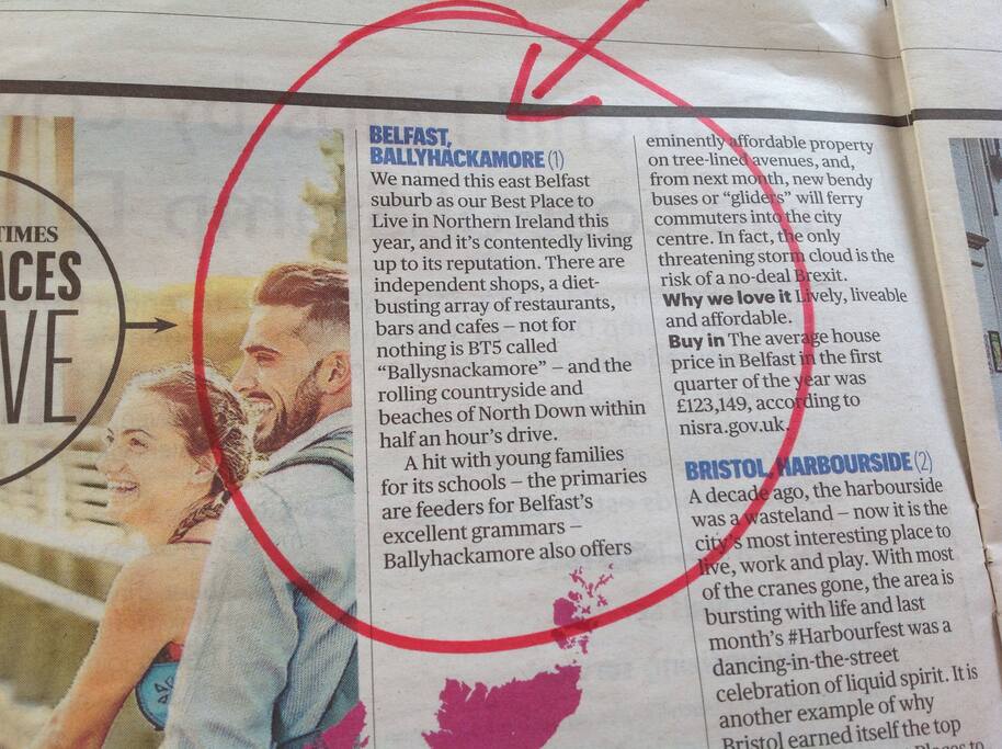 Voted to day by Sunday Times August 5, 2018 as no 1 place in U.K. To live.