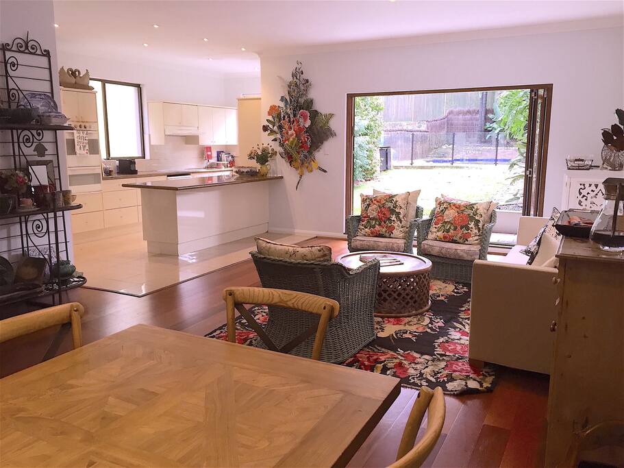 Open plan kitchen with living/dining