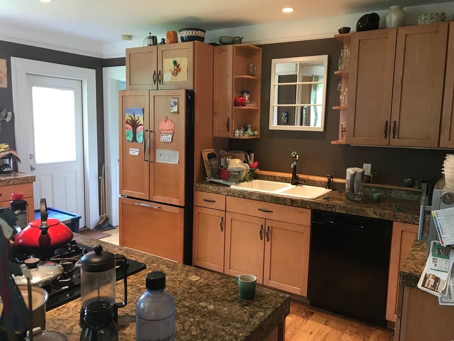 French press coffee maker, Vitamix, this kitchen has a lot of amenities...