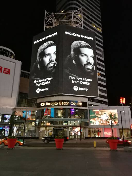 The famous Eaton centre is just a 5 minute walk