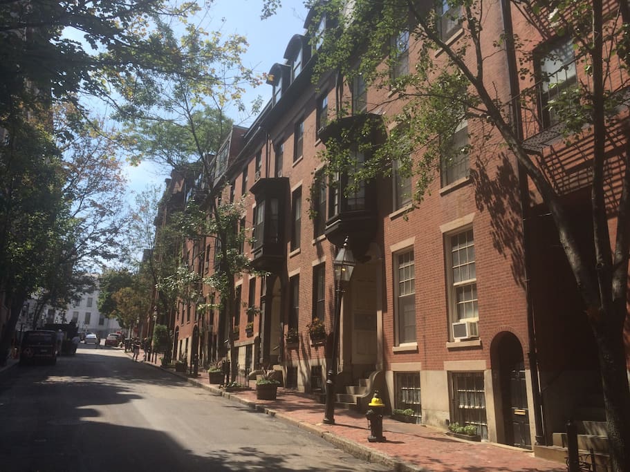 Quiet, classic Beacon Hill street, around the corner from the State House. Stay in our brown stone building