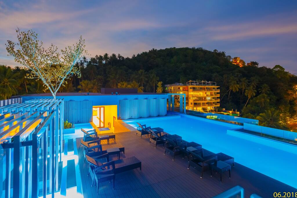 A comfortable place for evening rest near the pool