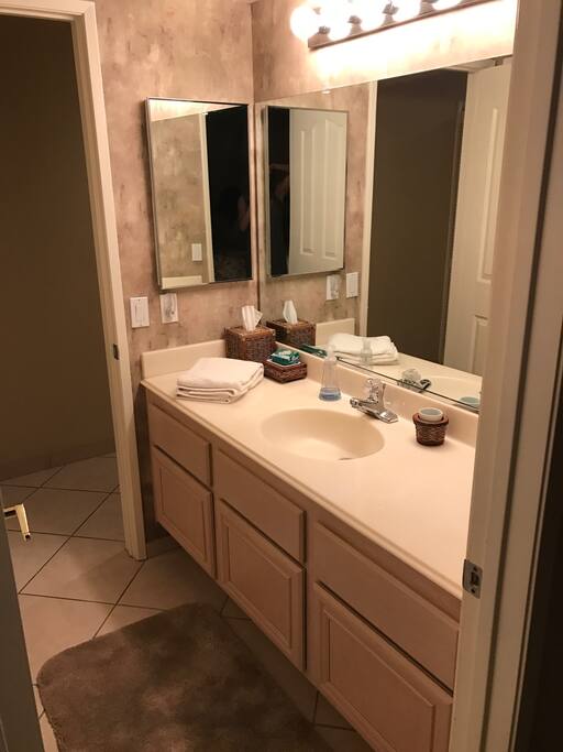 Shared bathroom, possibly with other guests.
