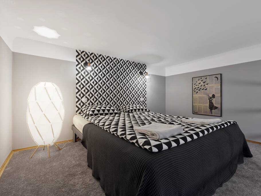 bed on the mezzanine.