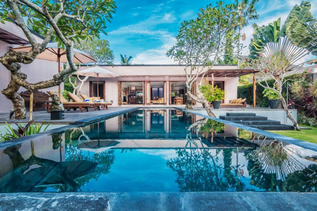 The villa view from the pool