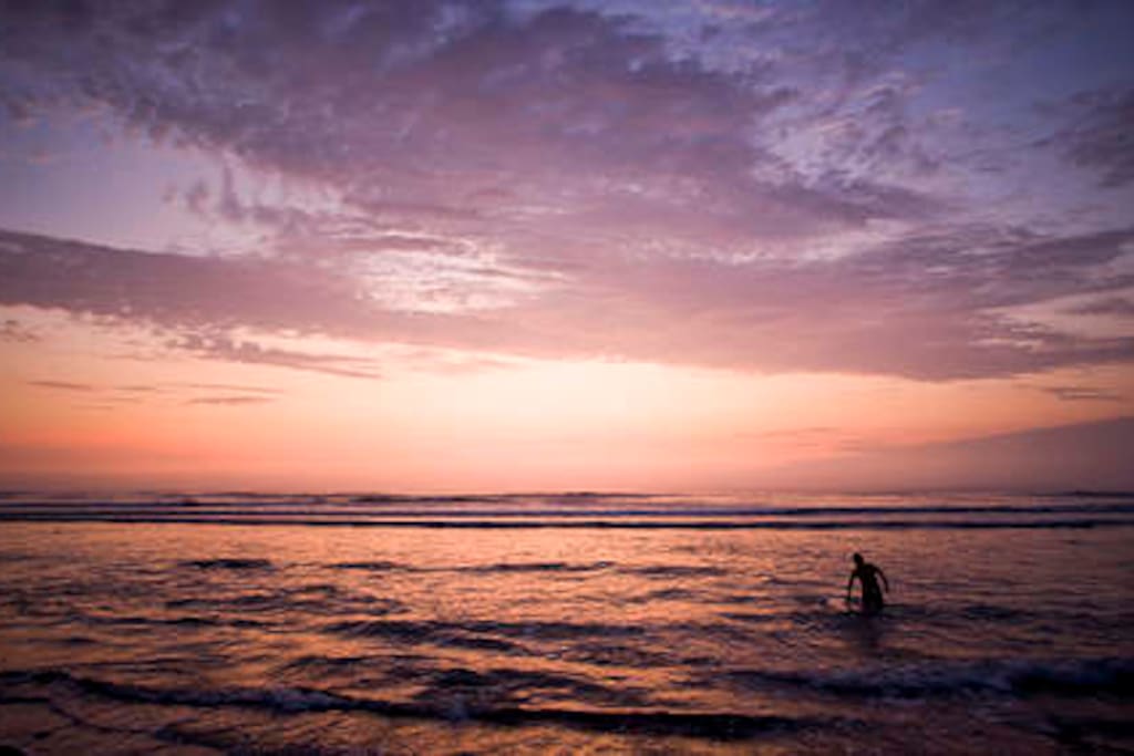 Beautiful sunset over the pacific ocean in Huanchaco