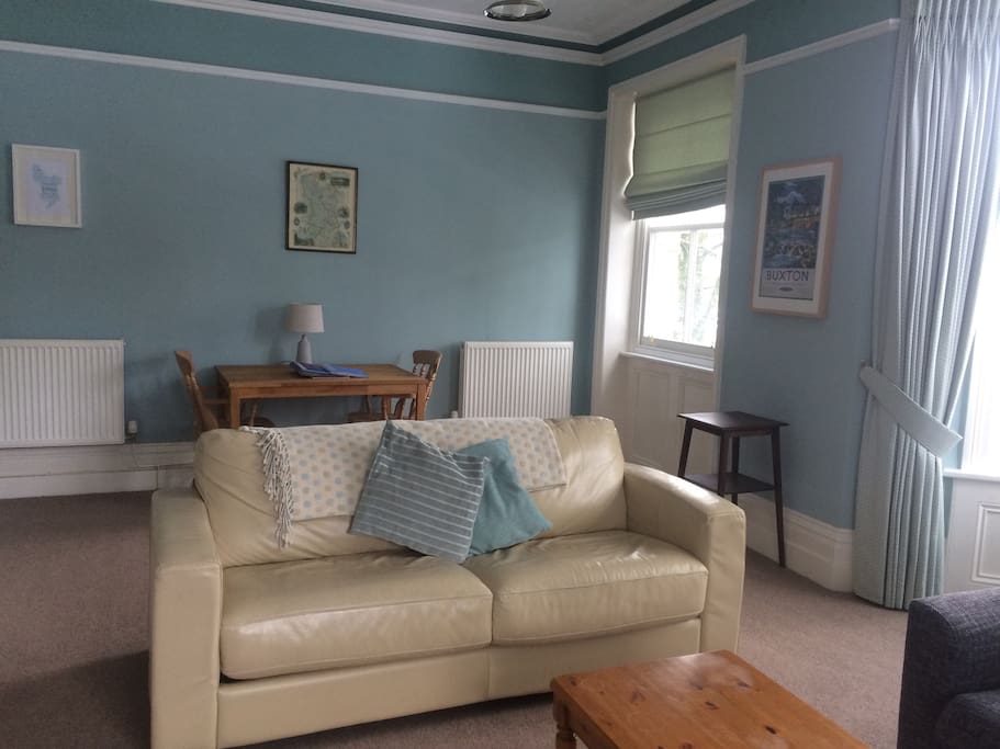 Other side of the large lounge, showing the small sofa which is also a sofa bed.