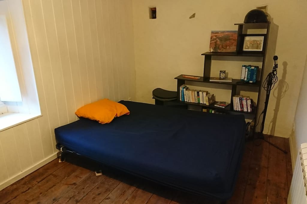 Pièce ouverte avec canapé convertible en lit