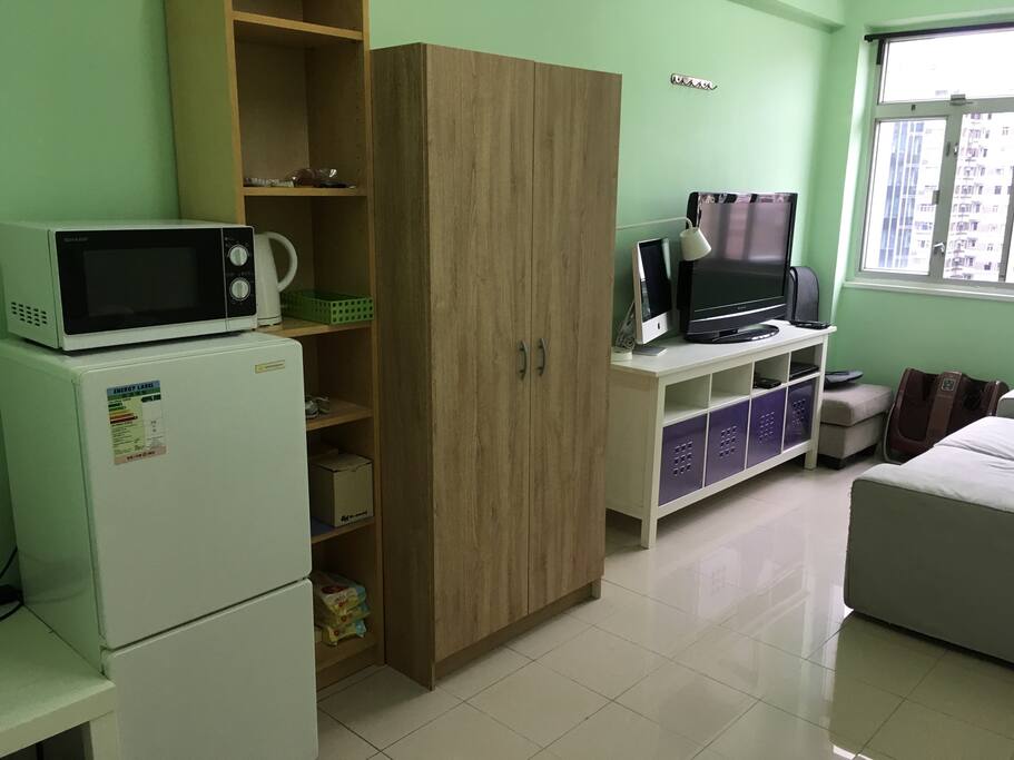 Fridge, microwave, water boiler is available too