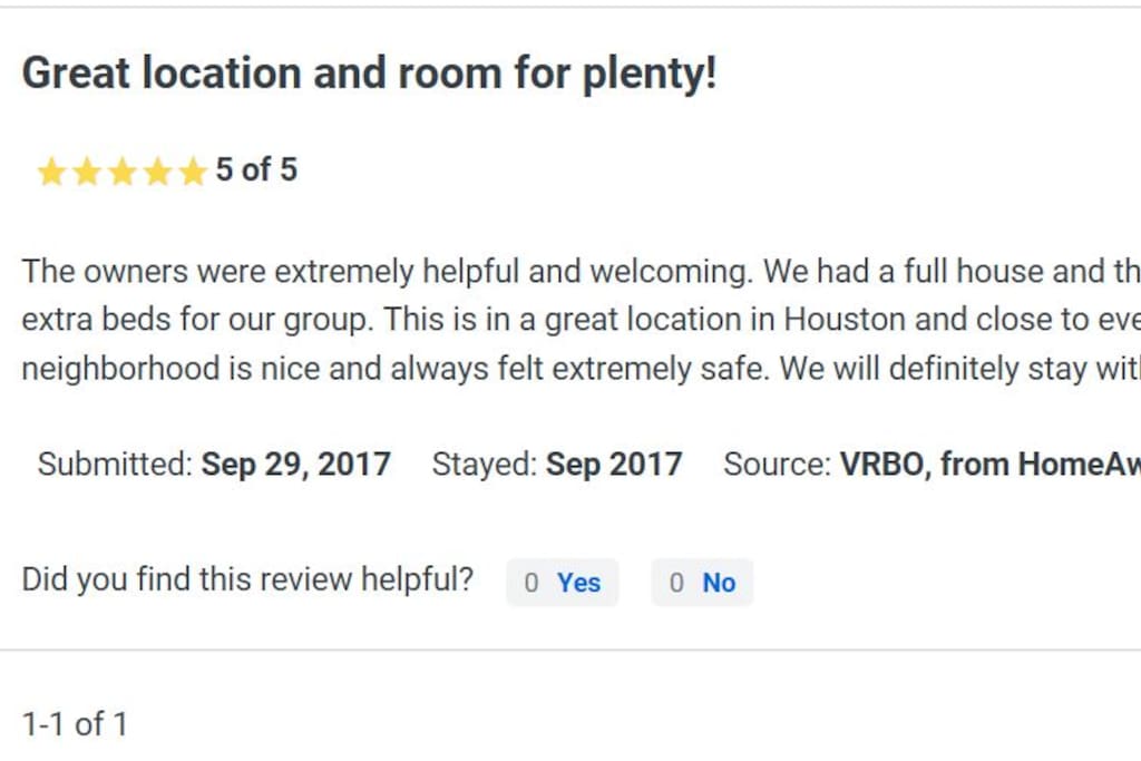 OUR FIRST REVIEW ON VRBO