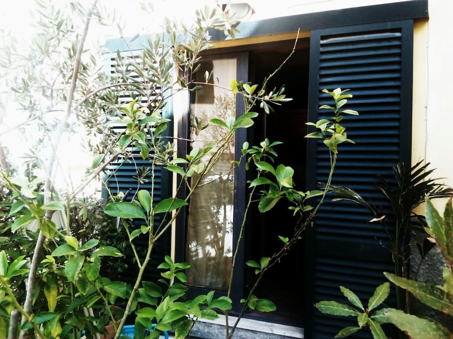 A private entrance door in a quiet neighbourhood