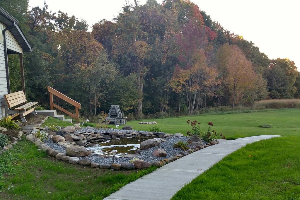 A pond to sit and relax beside.