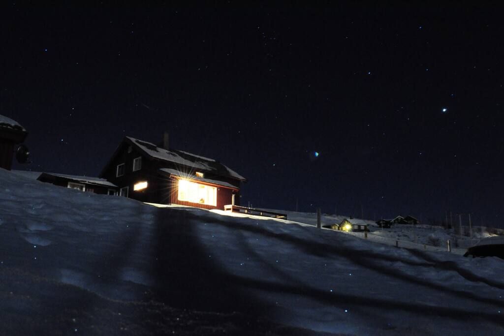 Cabin at night