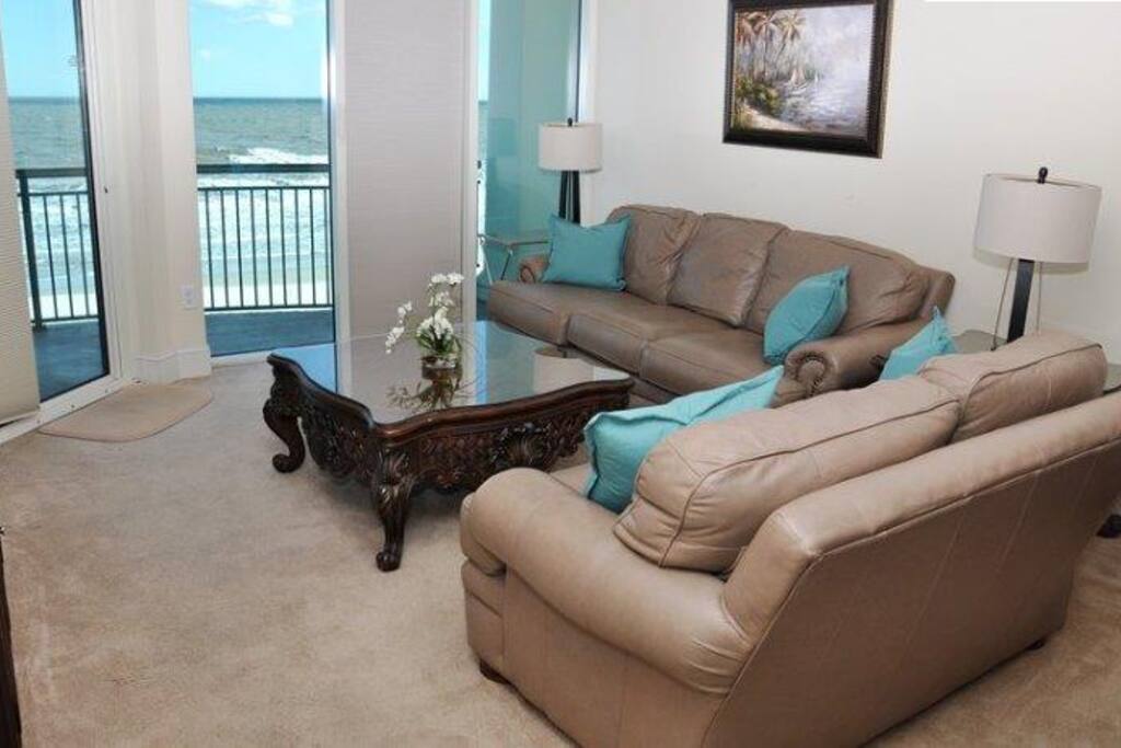living room with ocean view