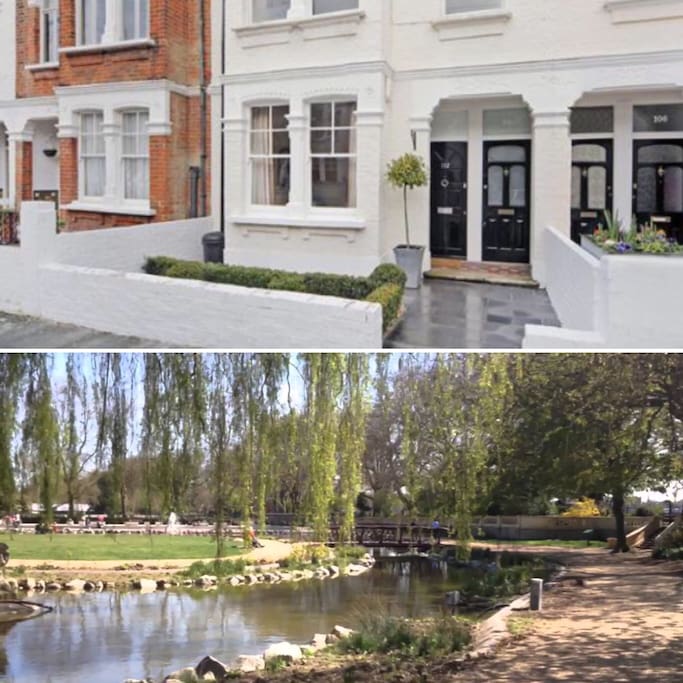 Front of house & Bishops Parks (2 min walk)