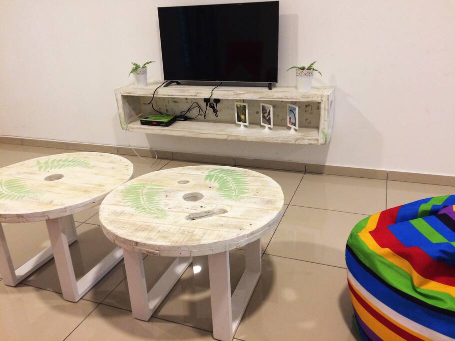 Handmade tables and TV bench