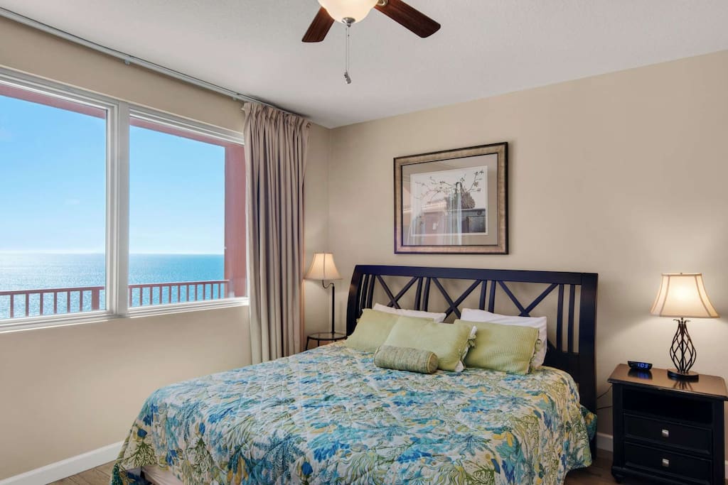 King Sized bed with private bath.
