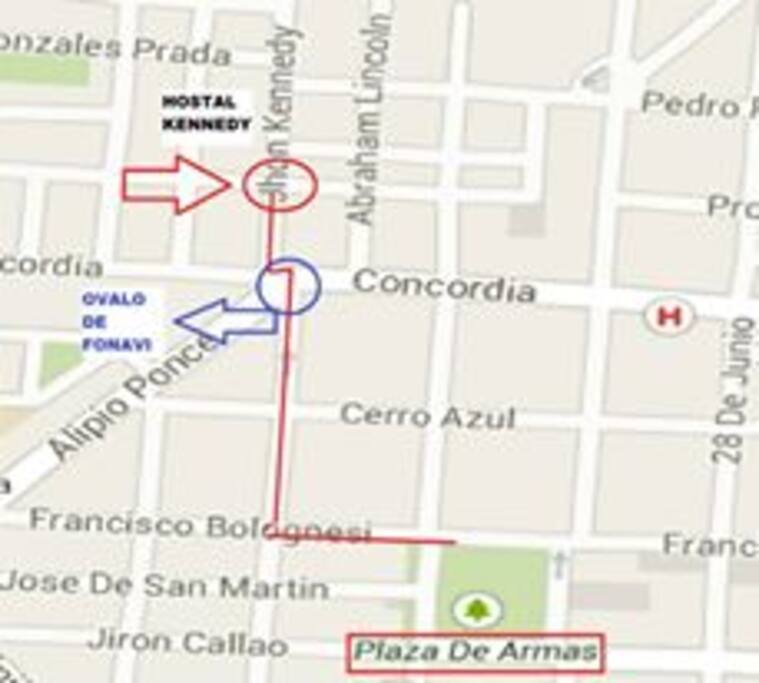 plano estamos a 4 cuadras del centro de la ciudad