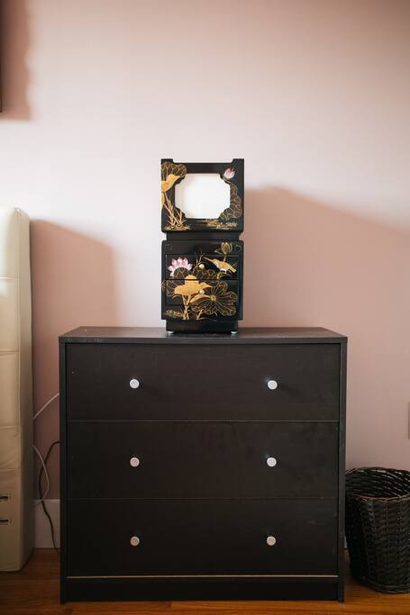 Enjoy lots of storage space including a dresser and full closet.