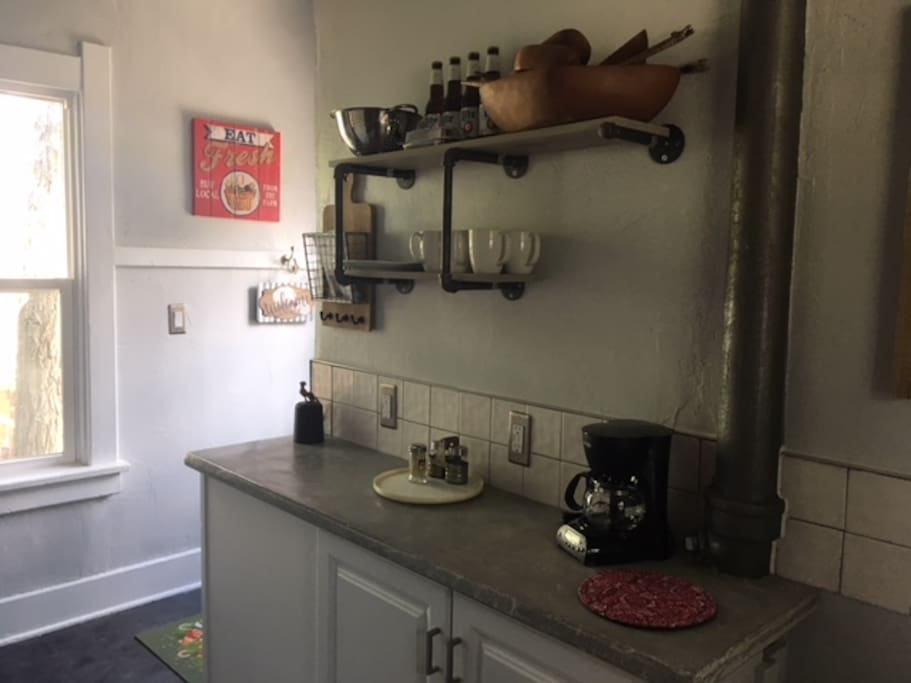 This cozy kitchen is the perfect space to cook, bake, or just heat up a meal from one of the many near-by restaurants!