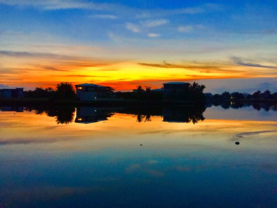 Sunrise from the balcony of the Sanctuary at the Careenage Cayman Grand Harbour, March 2018