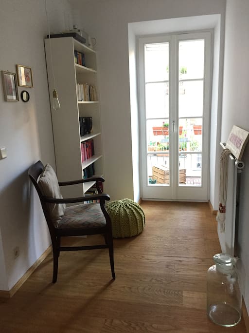 Our little library with view to the lovely balcony