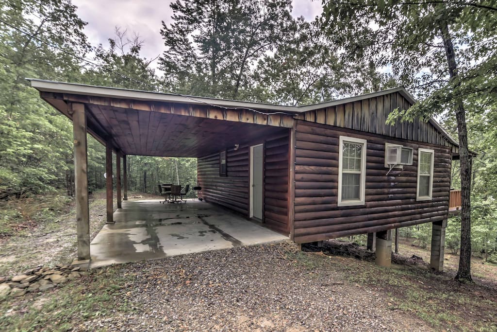 Nestled in the forest, this home offers plenty of peace and privacy.