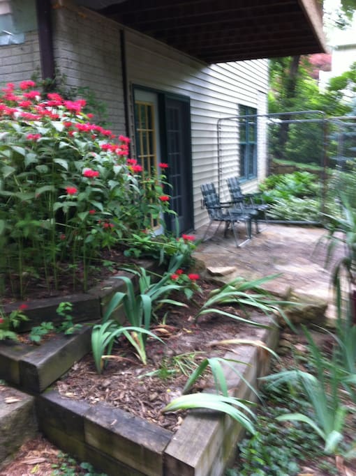 A private stone patio