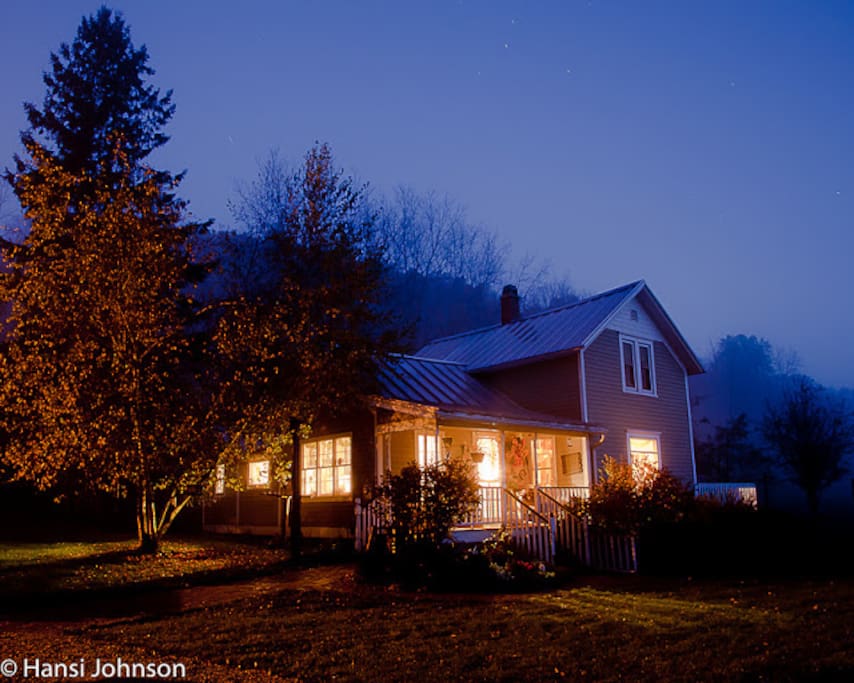 Our cozy three-bedroom farmhouse.