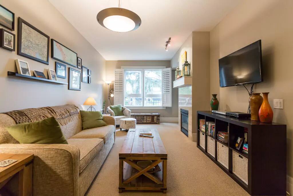 Comfortable living room with TV (Netflix, Apple TV) and plenty of DVD's, books, and board games to keep you entertained.