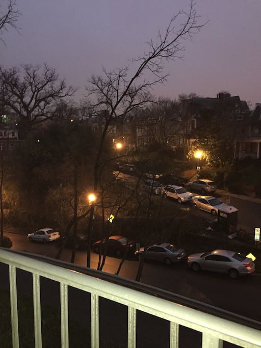 View on a balmy evening from my favorite part of the apartment. Entrance to Rock Creek trails less than a block away from the apartment.