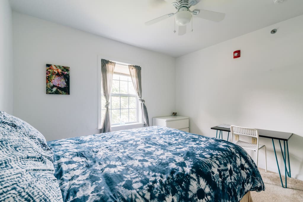 Guest room furnished with brand new full sized mattress & warm, cushy hypoallergenic, alternative down comforter & duvet.