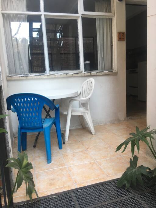 The entrance patio