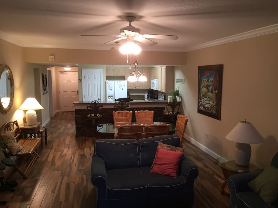 Living room towards Kitchen. Check out the new floors