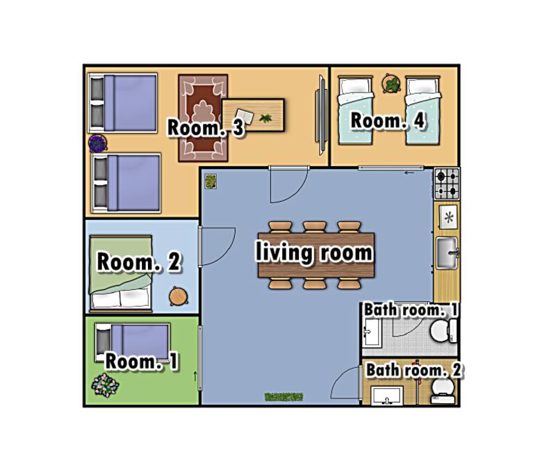 4 ROOMS & 2 BATHROOMS