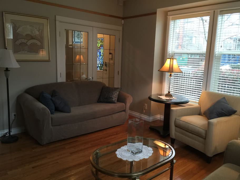 Extra hide a bed in living room.