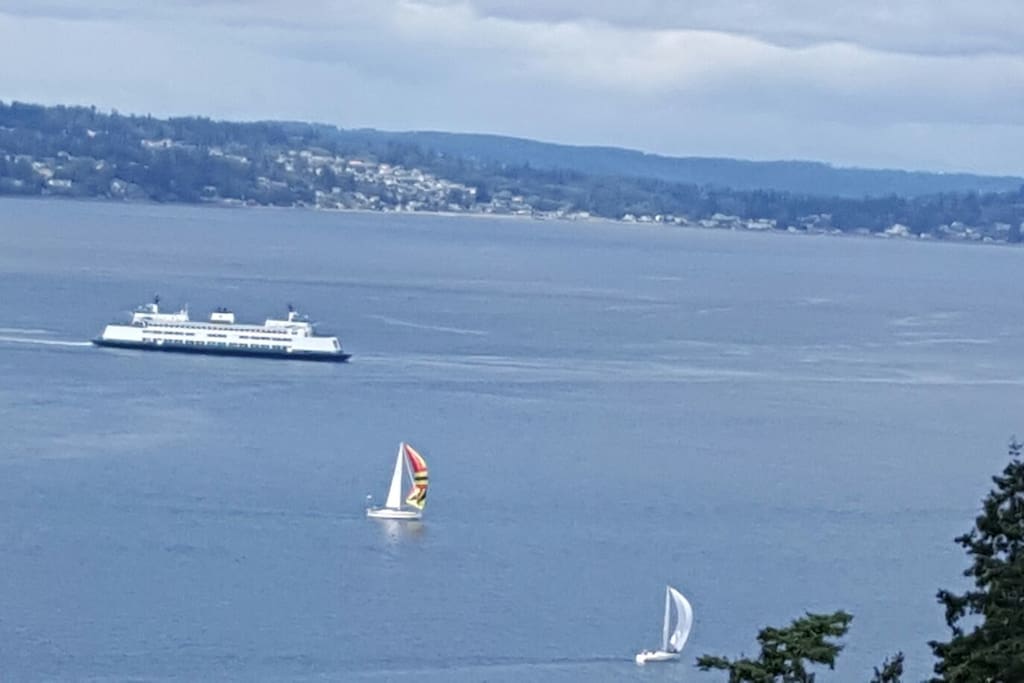 Views of the Southworth ferry terminal from the deck